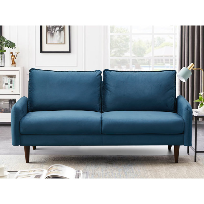 Gelsomino 70.5" Velvet Round Arm Sofa, Prussian Blue Velvet