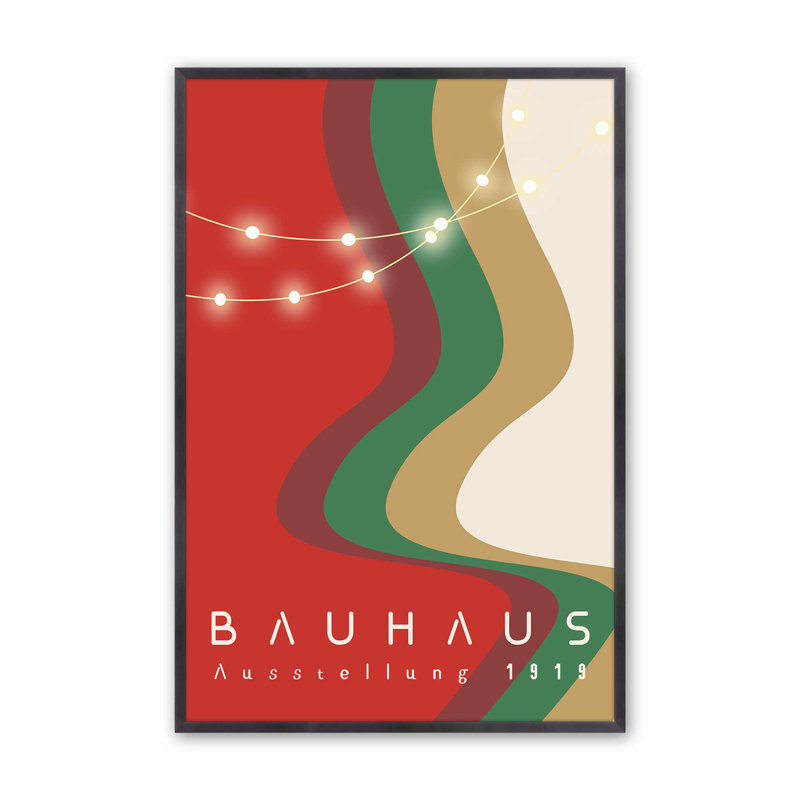 Affiche Holiday Holiday Glow Bauhaus I, Cadre simple en zinc patiné, H 15,25 po x l 12,25 po
