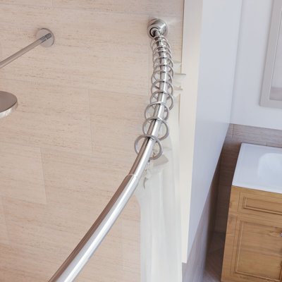 Hotel Comfort 42"- 72" Expandable Curved Shower Curtain Rod | Stainless Steel Shower Rod