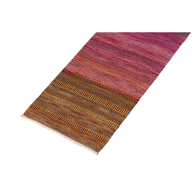 Tapis de couloir rayé en laine noué à la main 3 pi 5 po x 7 pi 2 po Sinead