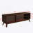 59 Inch Mid-Century Modern Rattan TV Stand, Media Entertainment Cabinet With Solid Wood Feet, Dark Wood, Fits 65 Inch TV For Living Room-390945082
