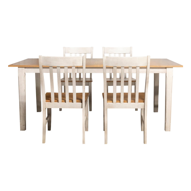 Luthor 5 - Piece Extendable Dining Set in Brown and White