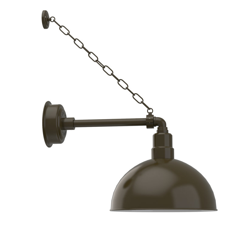 Luminaire de grange d’extérieur à del Dipkarpaz, H 14 po x l 14 po x P 24 po, Bronze acajou