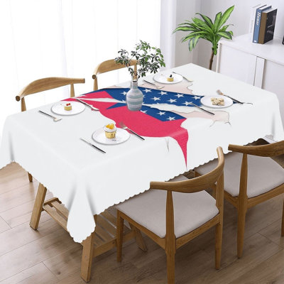Nappe festonnée drapeau déchiré 60 po x 120 po, dîner de fête des anciens
