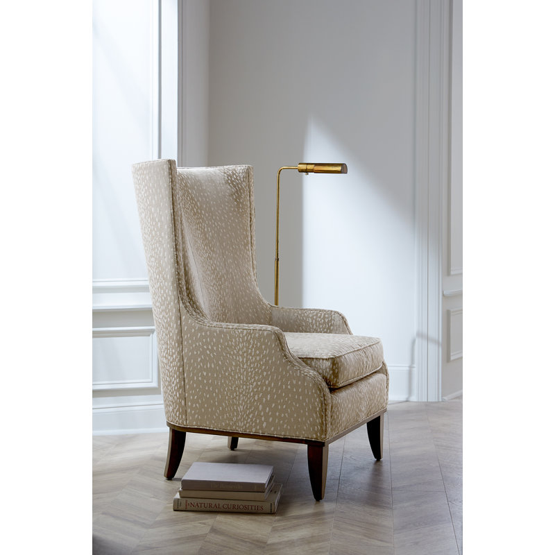 Downing 74.93Cm Wide Wingback Chair, 1183 Dove Genuine Leather, Espresso
