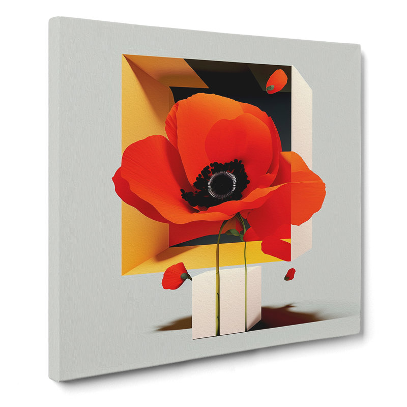 Poppy Flower Suprematism - No Frame Print