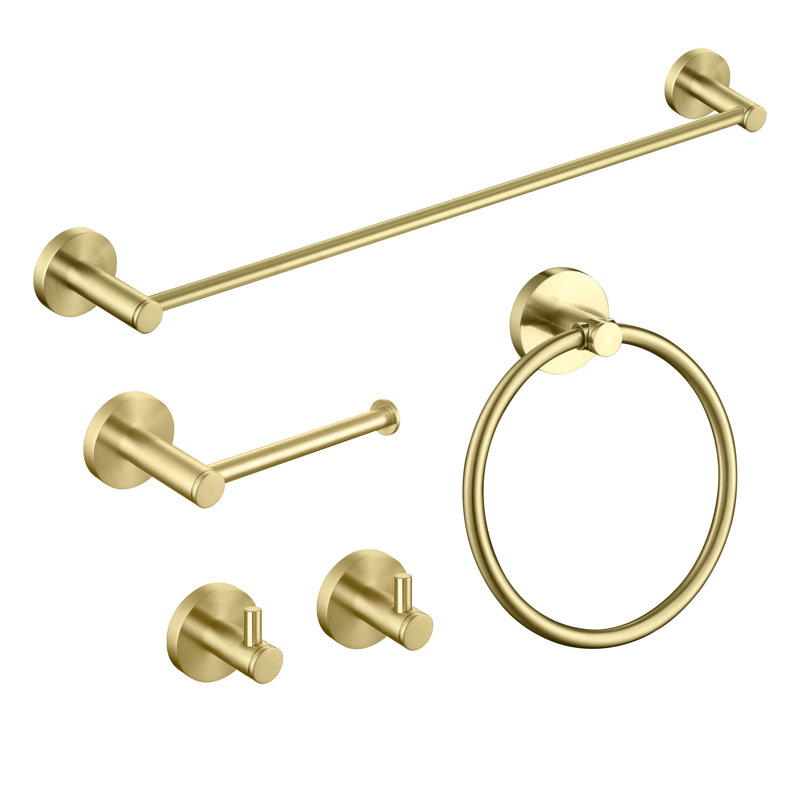 Ensemble de quincaillerie de salle de bain 5 pièces, Or brossé