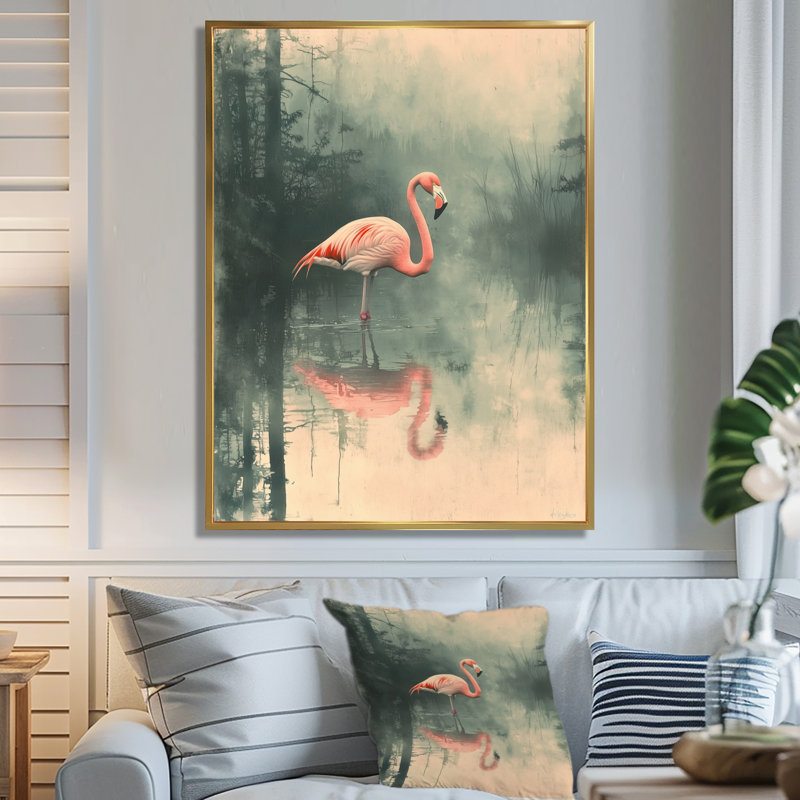 Codan - Animals Wall Art Living Room, Floater Framed Print, 32" H x 16" W, Gold