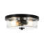 Black Double-Bulb Textured Glass Ceiling Fixture for Hallway & Kitchen