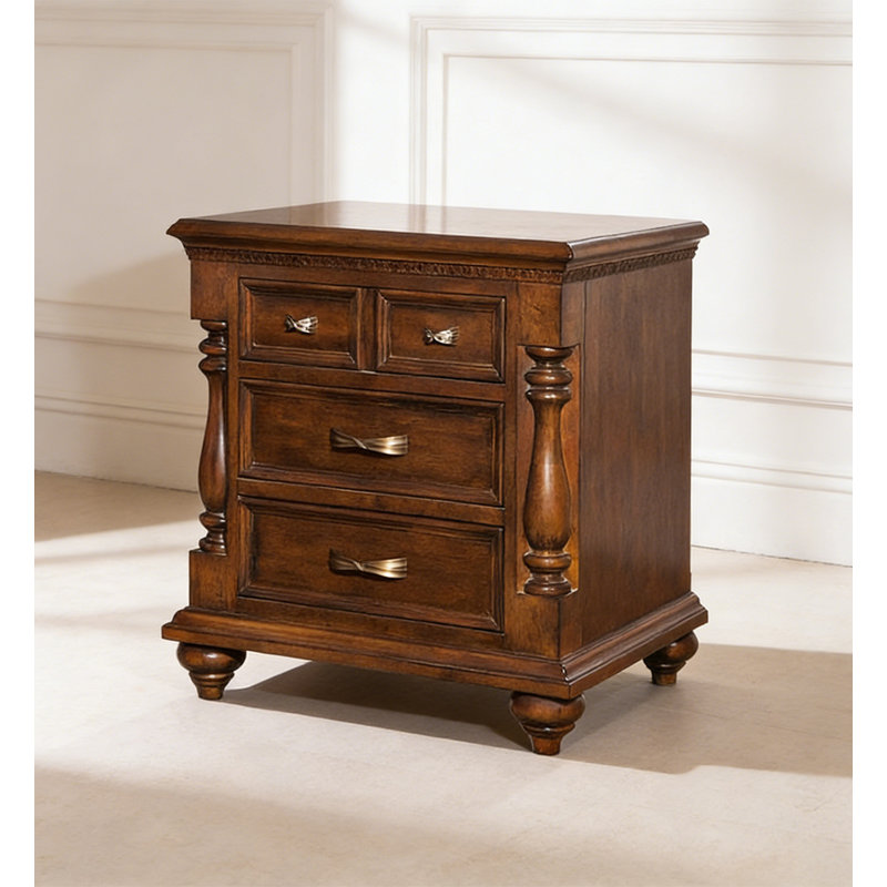 Armoire de chevet en bois massif de style traditionnel avec rangement pour chambre