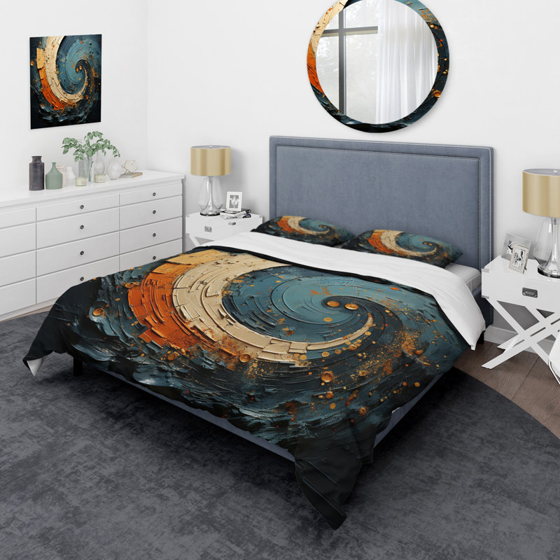 Ensemble de housse de couette Orange Spiral Abstract Spirals II - Abstract Spirals - Microfibre polyester