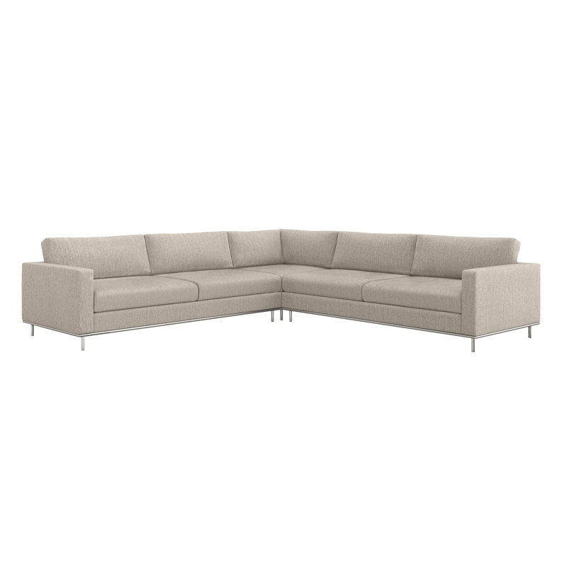 Valencia Upholstered L-Shaped Sectional Symmetrical, Bungalow Chenille, Polished Nickel
