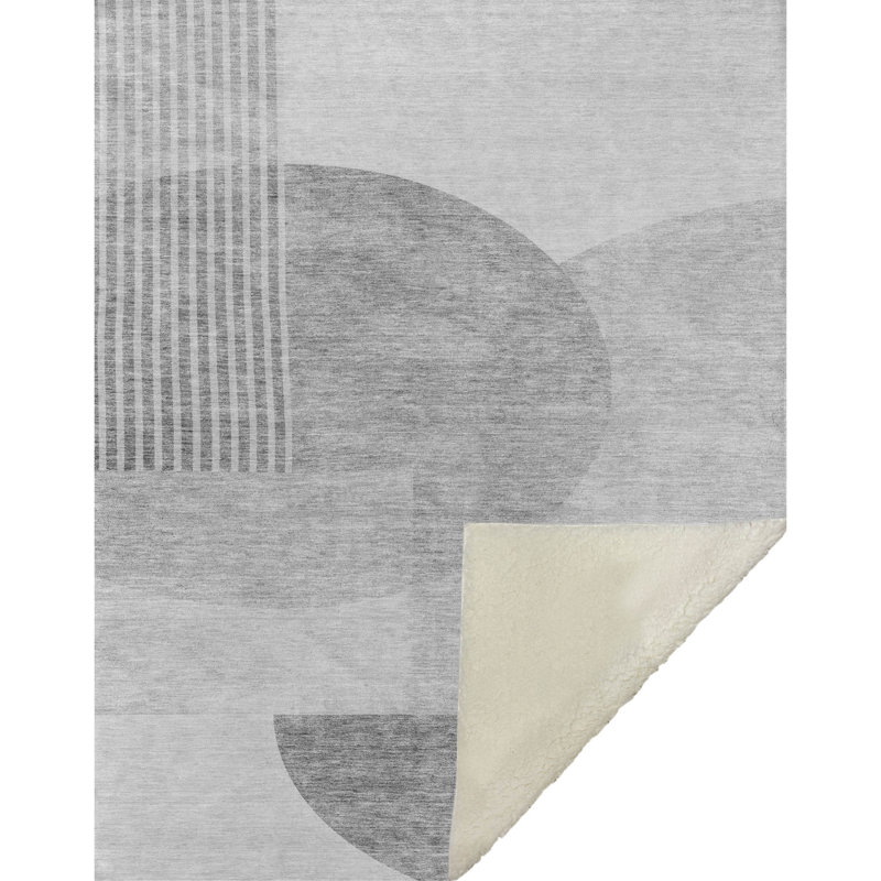 Jeté Art déco en sherpa Addison, Géométrique gris 2