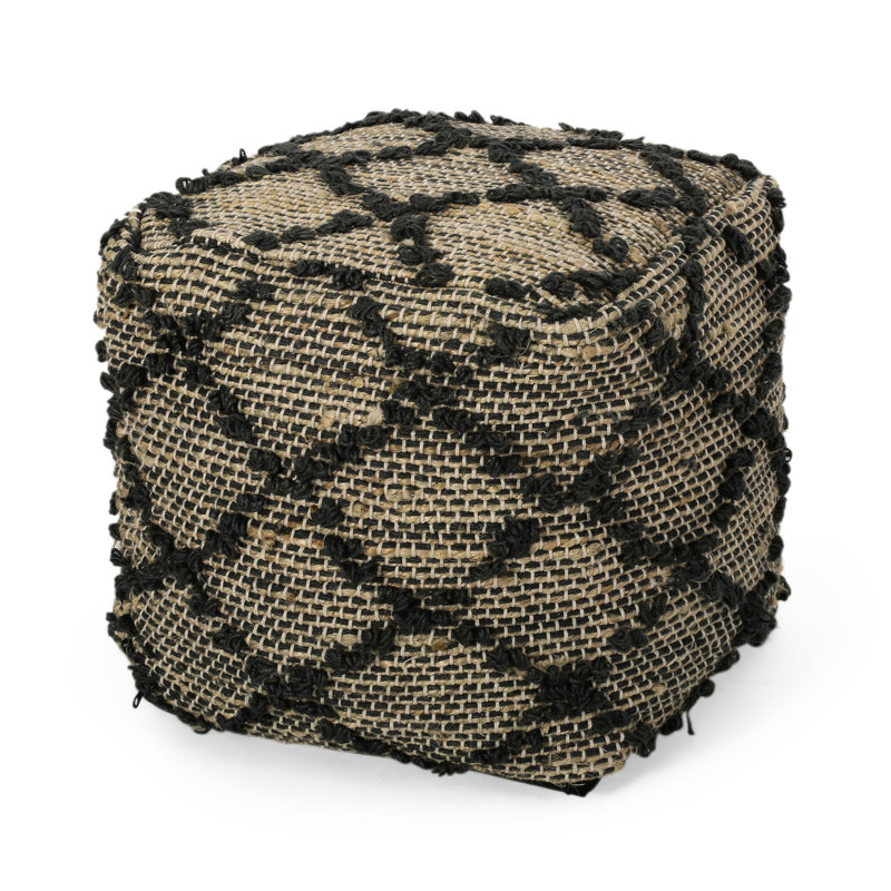 Pouf carré Poncho, gris anthracite - 16 x 16 x 16 pouces / coussin de sol, limite de poids de 200 lb, décoratif, bourre de perles, nettoyage ponctuel requis, accessoire décoratif, intérieur,