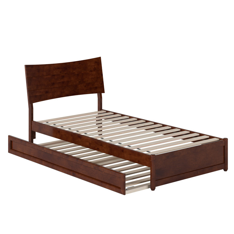 Harlowe Wood Platform Bed with Trundle, Walnut, Twin XL
