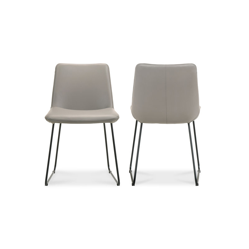 Chaise d'appoint rembourrée en cuir Luckas, Gris