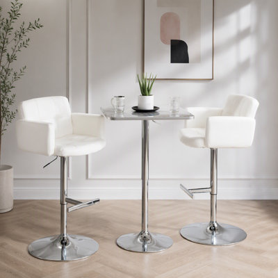 Stout Contemporary Adjustable Barstool With Swivel And White Faux Leather By Lumisource