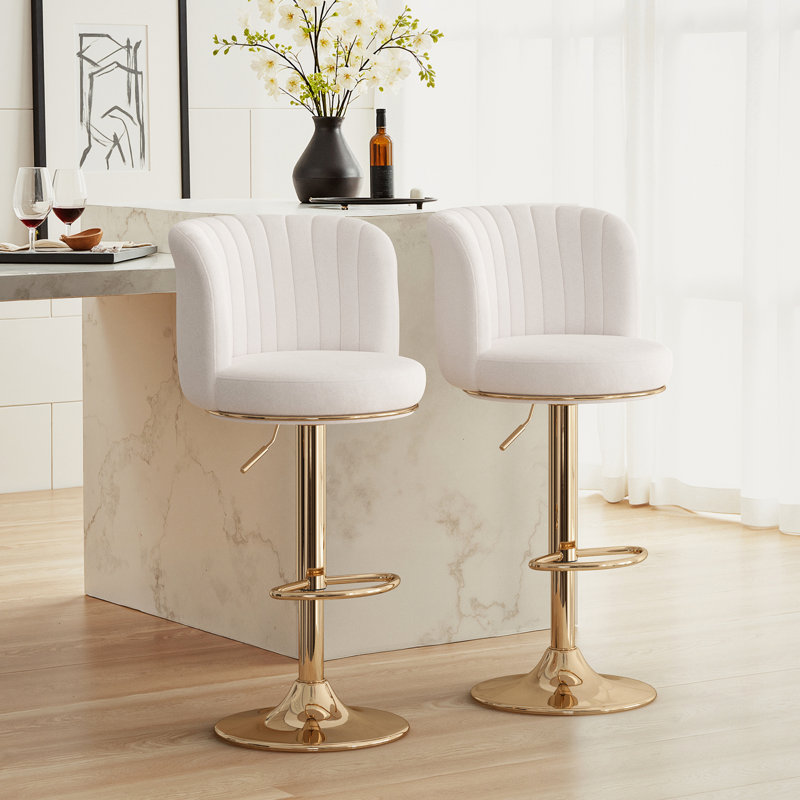 Upholstered Adjustable Height Counter Stool, Beige