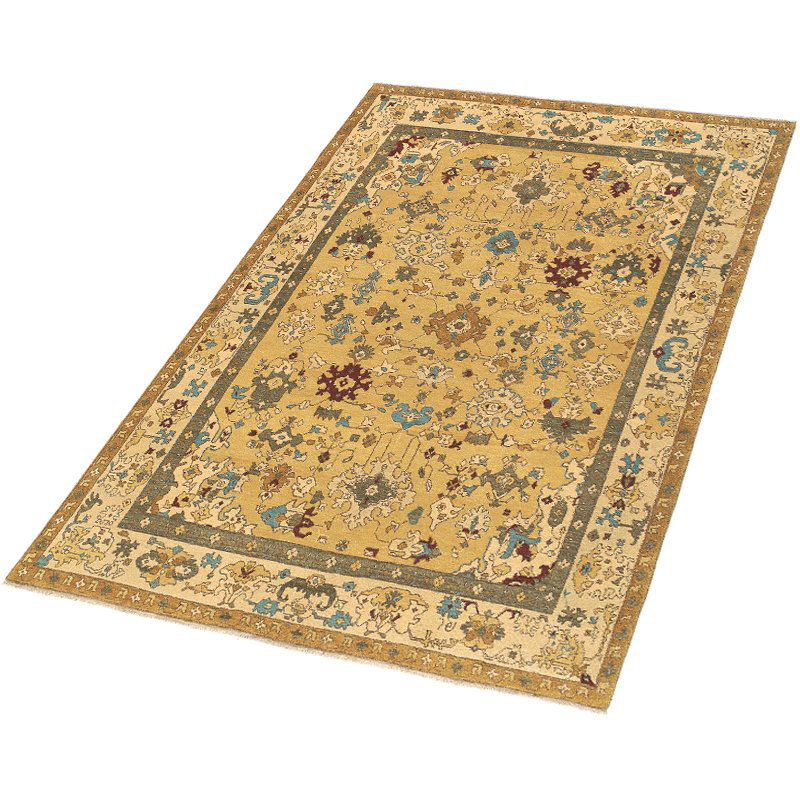 Herat Wool Oriental Area Rug in Beige/Gold, Rectangle 8' x 10'