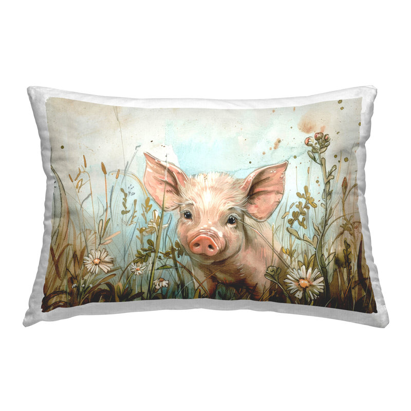 Coussin décoratif imprimé de porcelet par Petals Prints Design