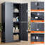 Armoire de rangement en métal 71 po, organisateur de rangement de garage avec portes verrouillables et tablettes réglables pour le bureau de l'atelier-1537573754
