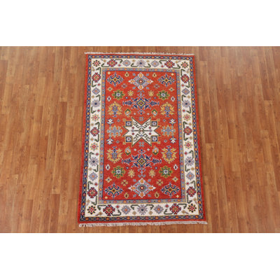 Tapis oriental géométrique Kazak noué à la main