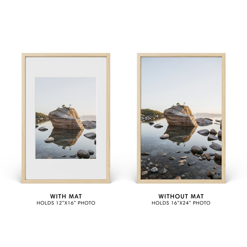 Solid Wood Picture Frame with Glass, 16" W x 24" H, Beige