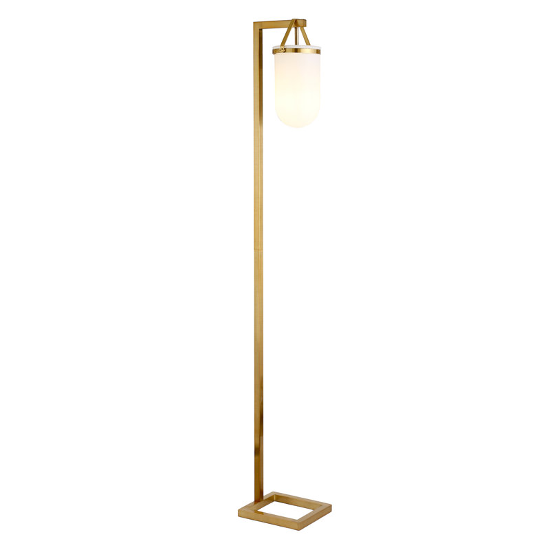 Lampe sur pied arquée 68 po Garceau, Blanc, Doré
