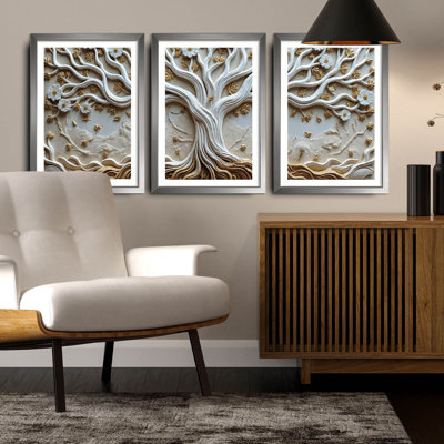 Elegant Decorative Framed MDF Painting Set (3 Pieces), 15.0 x 21.0 inches Each | 100% MDF with 0.1-inch Thickness, Wooden Frame with 0.8-inch Thickness | Perfect for Living Room & Office Décor, Stylish & Modern Design