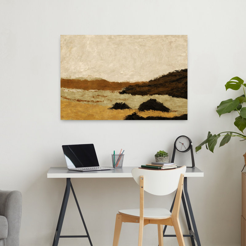 «Earthy Abstract Landscape», art moderne minimaliste, paysage naturel, 24" H x 36" W
