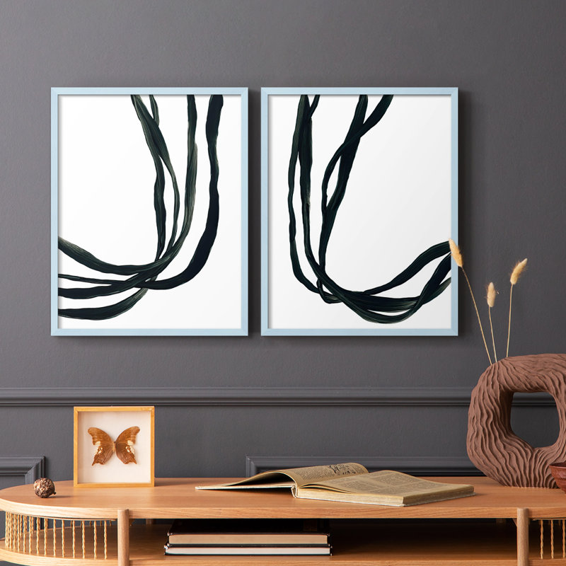 Onyx Ribbon I-Premium, impression encadrée - prête à être accrochée - aucun clou requis - aucun clou requis, Bleu