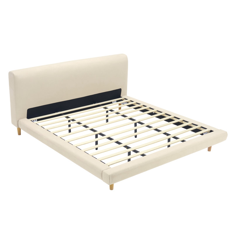 Lit plateforme tapissier Elliot Mid-Century, Très grand lit
