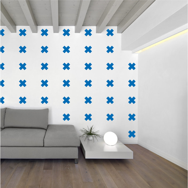 Abstract Non-Wall Damaging Wall Decal, Azure Blue, 3" H x 3" W x 0.01" D
