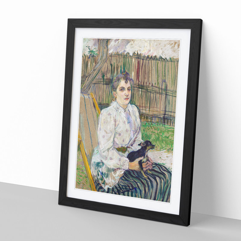 Lady with a Dog by Henri de Toulouse-Lautrec - Picture Frame Painting, Black Framed, 36cm H x 27cm W x 2cm D