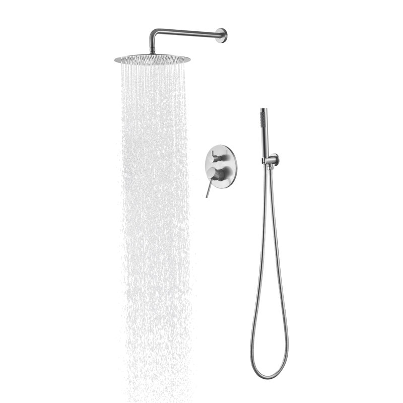 Shower System, Wall Mounted Shower Faucet Set For Bathroom With High Pressure 10" Stainless Steel Rain Shower Head Handheld Shower Set, 2 Way Pressure Balance Shower Valve Kit