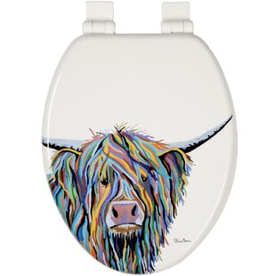 Angus McCoo Art By Steven Brown, Stick Tight Elongated Toilet Seat with Soft Close and Quick Release