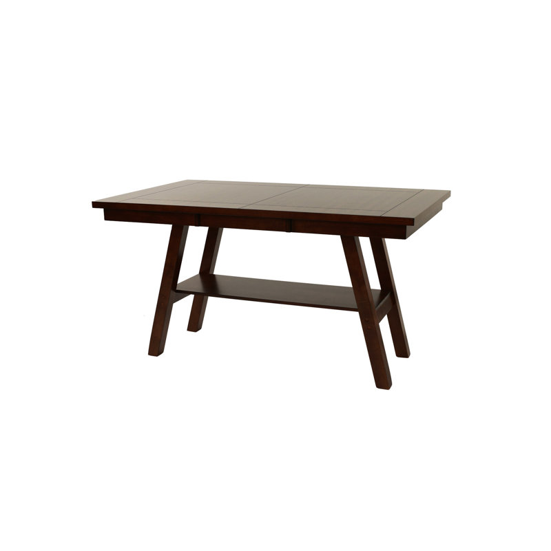 Table rectangulaire à hauteur de comptoir, noyer foncé, fabriquée en bois d'hévéa, finition rectangulaire en noyer, hauteur, placage