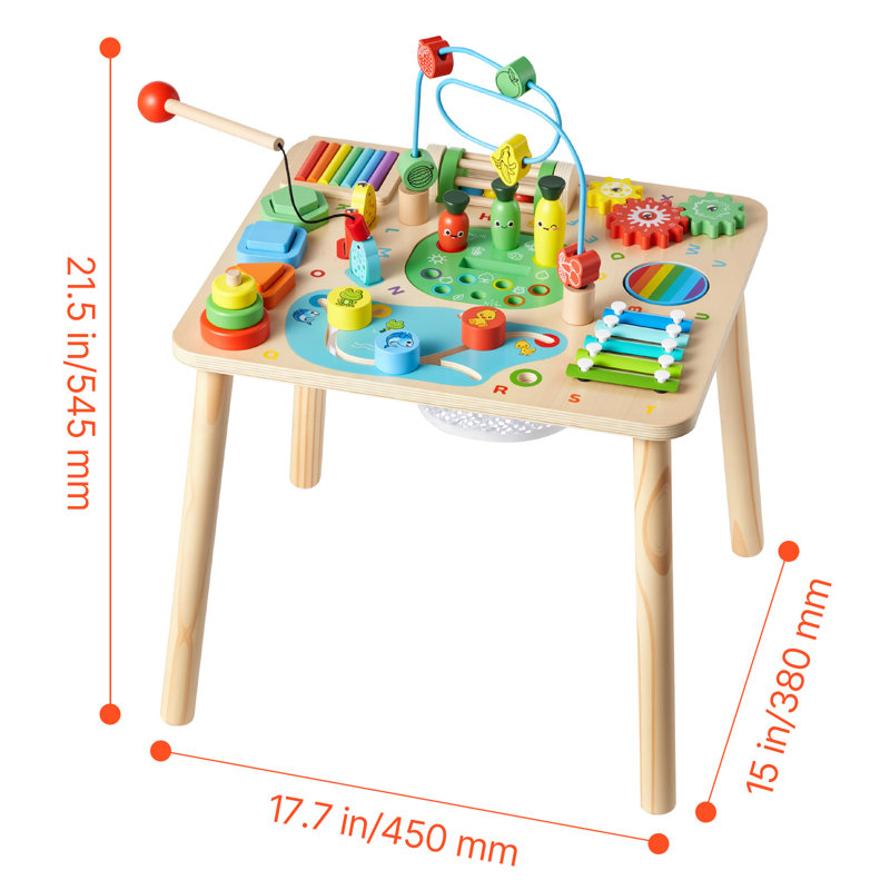Montessori Activity Table for Toddler 1-3 Years Old, 13 in 1 Wooden Learn Activity Desk, Baby Play Table for Boys & Girls Aged 6+ Months, Great Birthday, Christmas, Children's Day Present