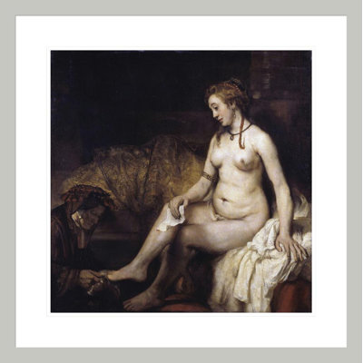 Bathsheba avec la lettre de David par Rembrandt van Rijn - Estampe numérique encadrée