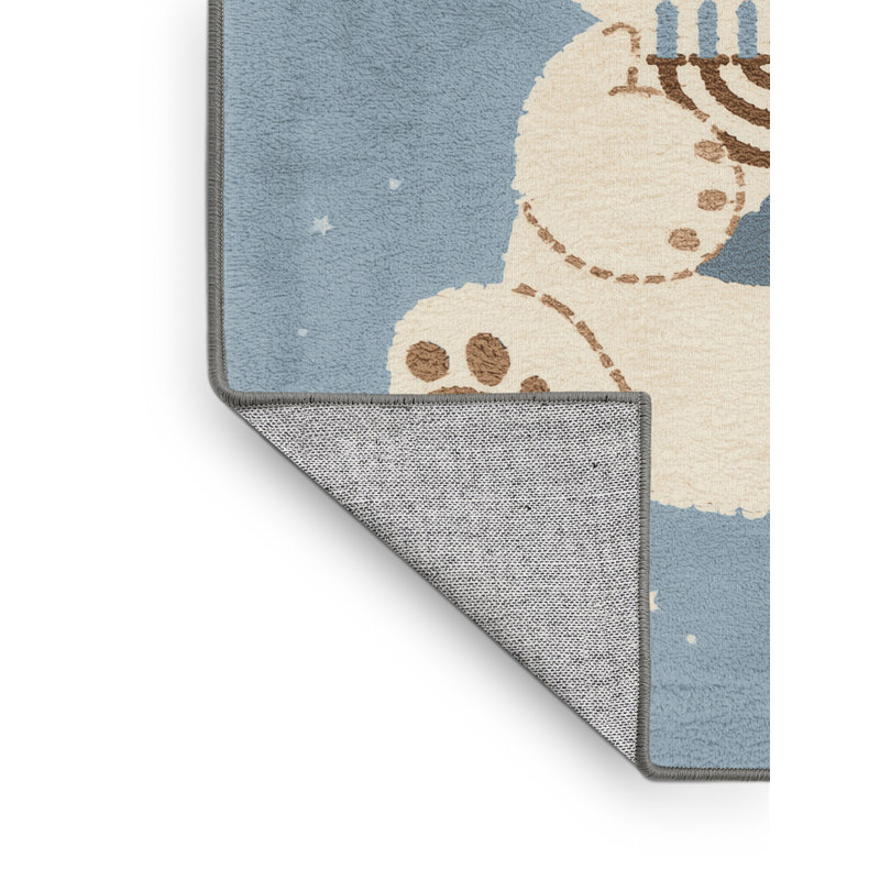 Machine Washable Laverock Hanukkah Modern & Contemporary Abstract Rug in Gray – Gray Binding, 2x5