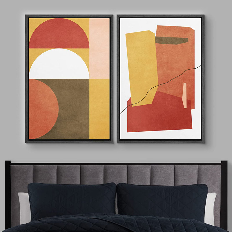 Impression sur toile encadrée IDÉE4WALL, Mid Mid Century Mid-Century, H 24 po x l 32 po x P 1,5 po, Noir