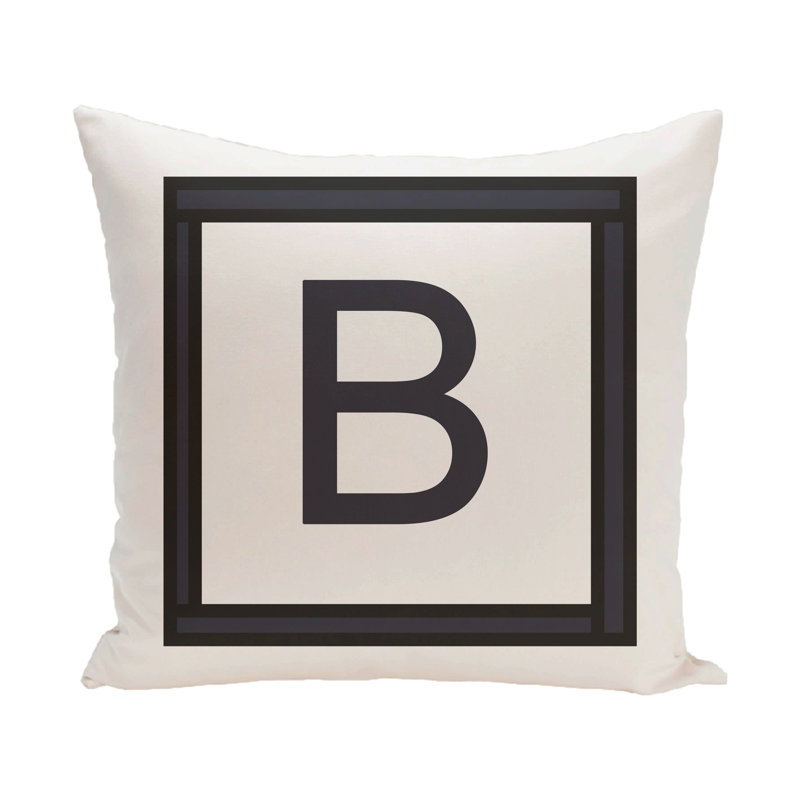 Reversible Throw Pillow, 18" H x 18" W x 2" D, White / Black, B