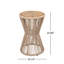 Élégante table d'appoint d'extérieur avec corde beige résistante aux intempéries et finition en teck clair, idéale pour la décoration de patio et de balcon