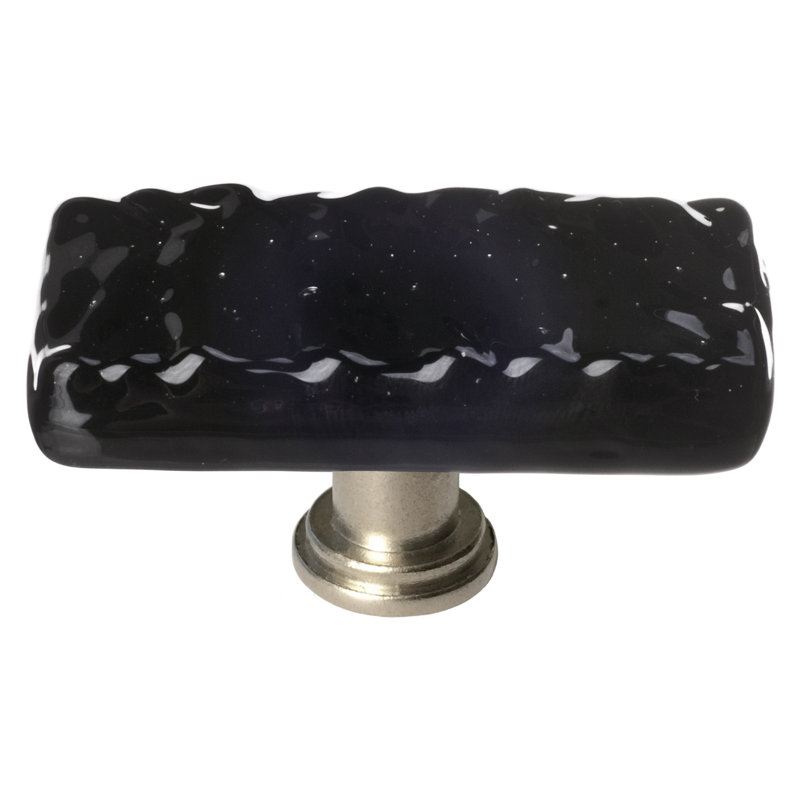 Poignée de meuble en verre Glacier, Noir / nickel satiné