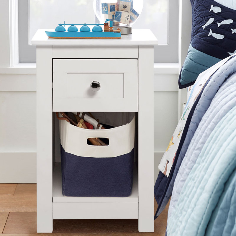 Roper 28cm W Manufactured Wood Bedside Table, White