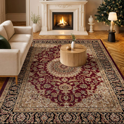 Shiflett Oriental Burgundy/Mustard/Black Area Rug
