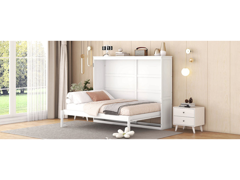 Lit escamotable mural Murphy pour chambre d'amis, Lit double, Blanc
