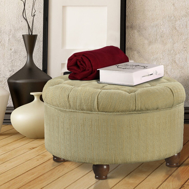 Aldolphus 25" Wide Tufted Round Storage Ottoman