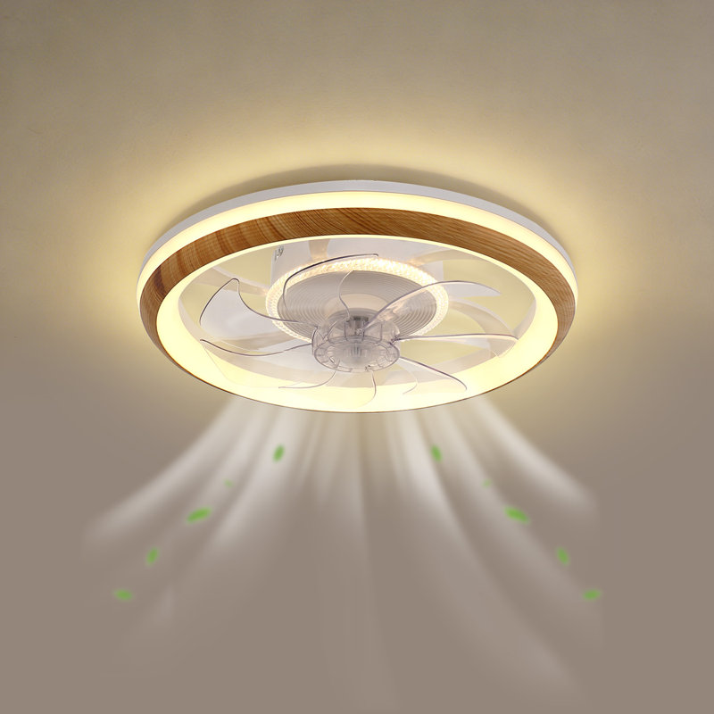 Ventilateur de plafond encastré en cristal pour l'intérieur de la chambre à coucher avec 7 pales et 6 vitesses