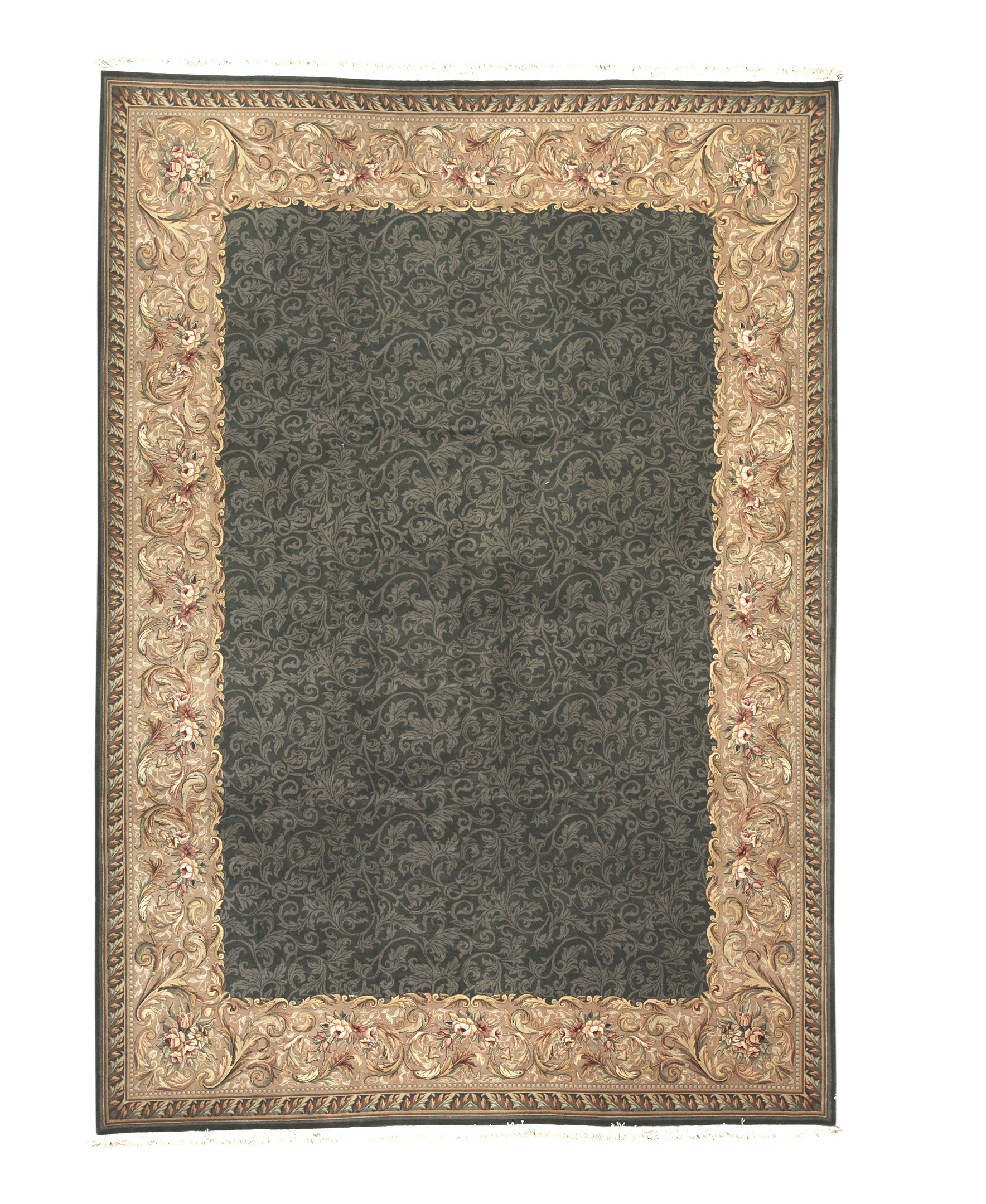 Bokara Rug Co., Inc. HandKnotted HighQuality Green and Cream Area Rug